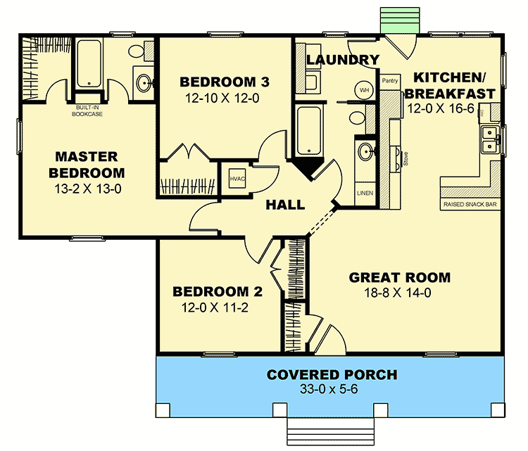 Plan 2577DH: Charming 3-bed Country Cottage - Floor Plan - Main Level - Cottage, Country, Southern