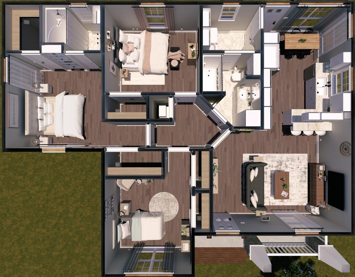 Plan 2580DH: Tidy Craftsman Cottage - 1327 Sq Ft - Image #11 - Cottage, Craftsman