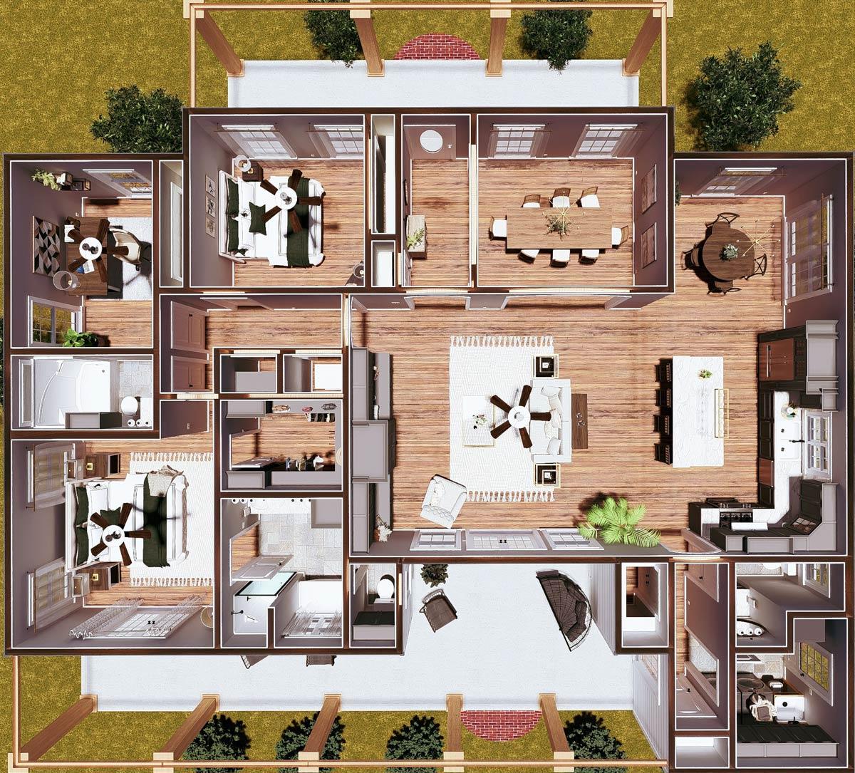Plan 2592DH: Single-Story Southern Country House Plan with Formal Dining Room - 1958 Sq Ft - Image #17 - Country, Southern