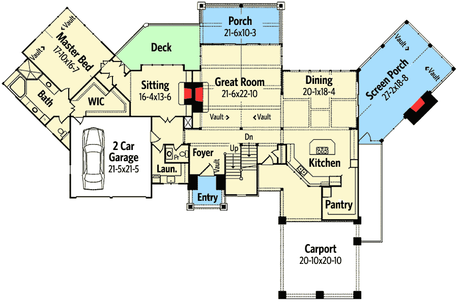 Plan 26600GG: High End Drama with Bonus - Floor Plan - Main Level - Coastal, Craftsman, Mountain, Rustic, Vacation