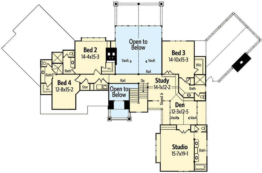 Plan 26600GG: High End Drama with Bonus - Floor Plan - 2nd Floor - Coastal, Craftsman, Mountain, Rustic, Vacation