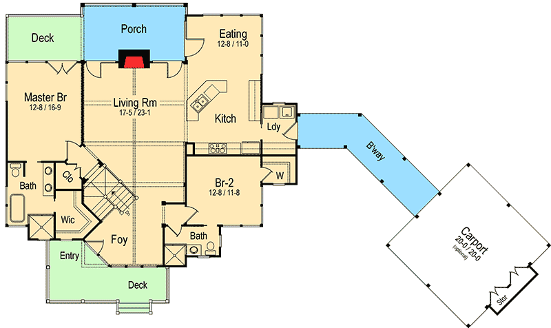 Plan 26610GG: Quaint Cottage Detailing - Floor Plan - Main Floor - Cabin, Coastal, Cottage, Country, Craftsman, Mountain, Rustic, Vacation