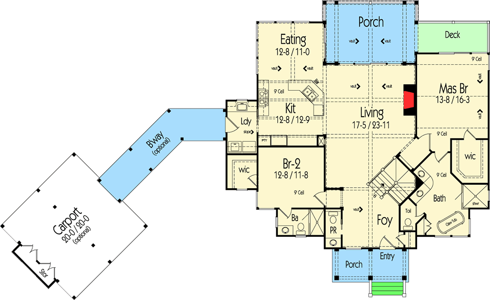 Plan 26695GG: Mountain Cottage With Detached Garage - Floor Plan - Main Level - Cottage, Craftsman, Mountain, Rustic, Vacation