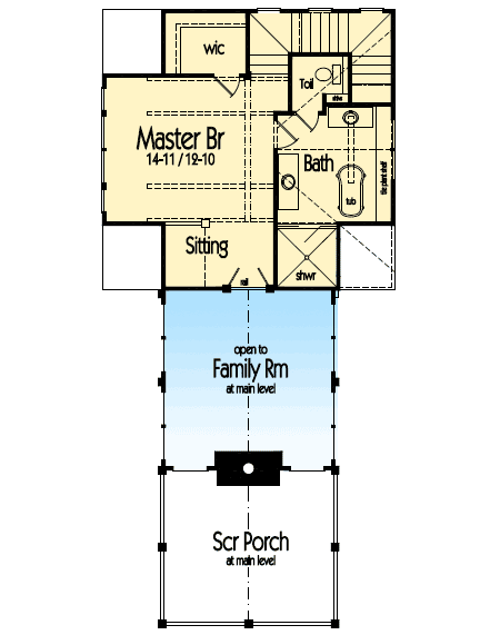Plan 26696GG: Rustic Cottage Home Plan with Second Floor Master - 1405 Sq Ft - Floor Plan - 2nd Floor - Cabin, Cottage, Country, Mountain, Rustic, Vacation