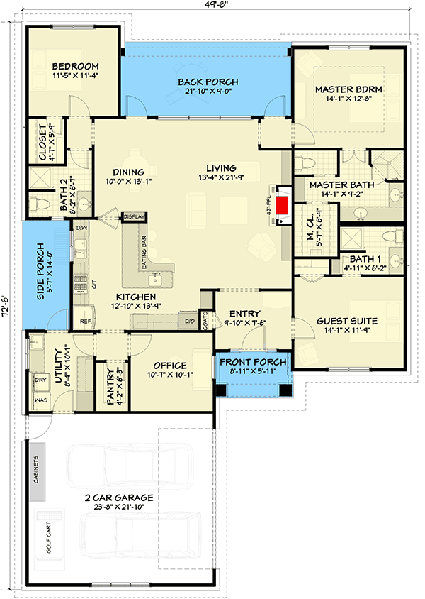 Plan 28900JJ: 3 Bed House Plan with Courtyard Entry Garage - Floor Plan - Main Level - Traditional