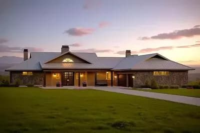 Country Ranch House Plan with Two Porches and a Breezeway