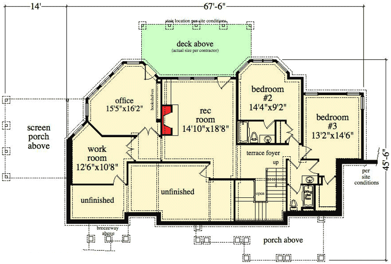 Plan 29806RL: Country Craftsman House Plan with Dramatic Vaulted Family Room - 3605 Sq Ft - Floor Plan - Lower Level - Country, Craftsman, Mountain, Rustic