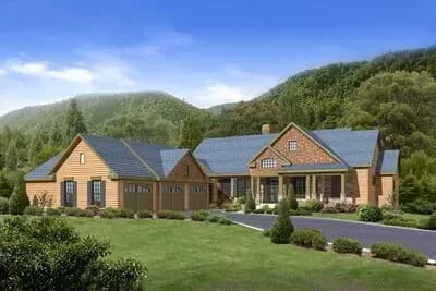 Country Craftsman House Plan with Dramatic Vaulted Family Room - 3605 Sq Ft