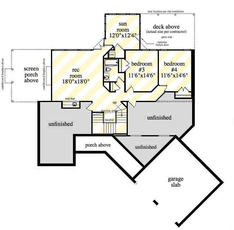 Plan 29809RL: Mountain Home Plan with Angled Kitchen - 1943 Sq Ft - Floor Plan - Optional Lower Level - Craftsman, Mountain, Ranch, Rustic, Vacation