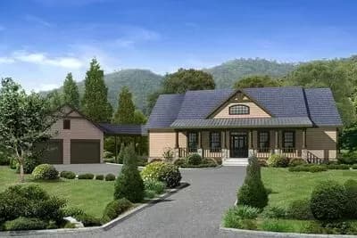 Craftsman House Plan with Dramatic Vaulted Great Room and Detached Garage