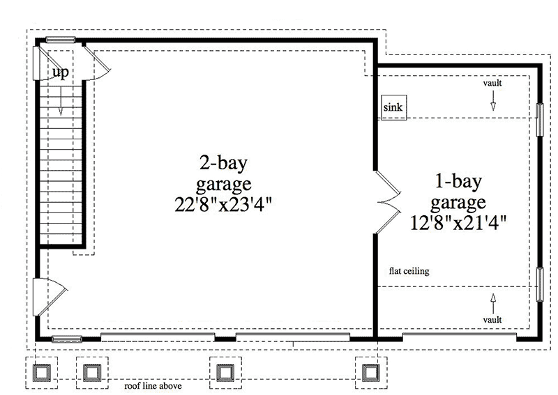 Plan 29818RL: One-Bed Garage Apartment Plan with Parking for 3 Cars - 797 Sq Ft - Floor Plan - Main Level - Carriage, Country, Craftsman, Rustic