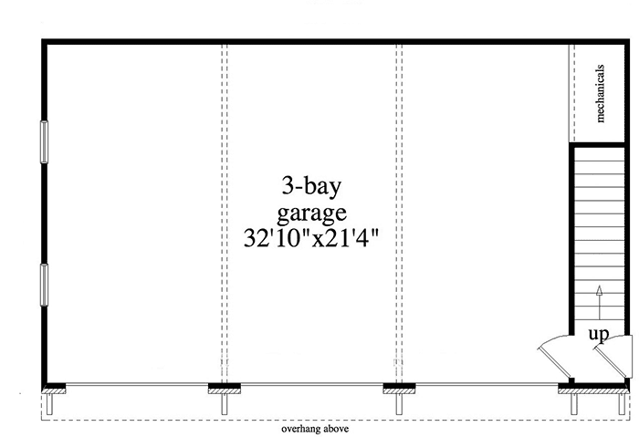 Plan 29819RL: One Bed Garage Apartment with Parking for 3 Cars - 650 Sq Ft - Floor Plan - Main Level - Carriage