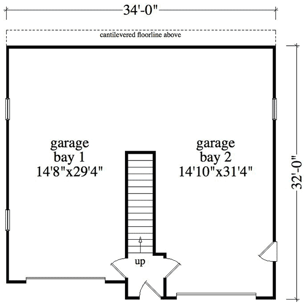 Plan 29820RL: Garage Apartment with Fireplace - Floor Plan - Main Level - Carriage