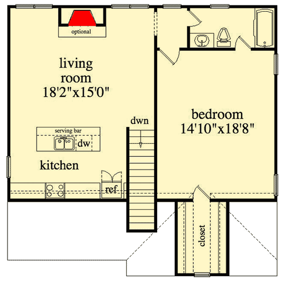 Plan 29820RL: Garage Apartment with Fireplace - Floor Plan - 2nd Floor - Carriage