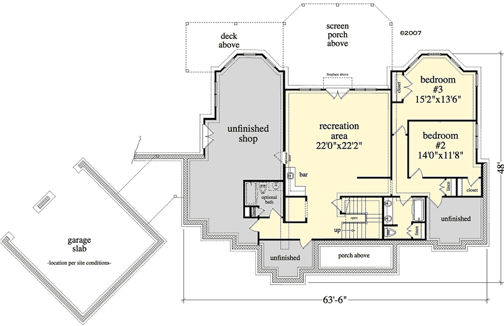 Plan 29824RL: Mountain or Lake House Plan with Outdoor Fireplace - 2721 Sq Ft - Floor Plan - Optional - Craftsman, Mountain, Rustic