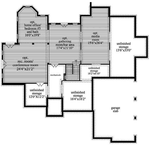 Plan 29831RL: Traditional Style Ranch - Floor Plan - Basement - Ranch, Traditional