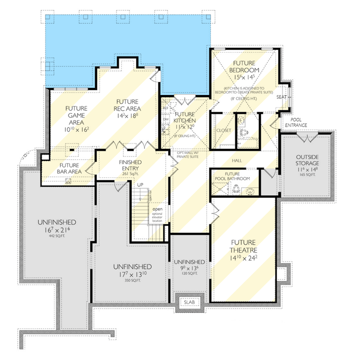 Plan 29832RL: Grand 5 Bedroom Colonial House Plan - 6199 Sq Ft - Floor Plan - Optionally Finished Lower Level - Walkout Basement - Colonial, Southern, Traditional