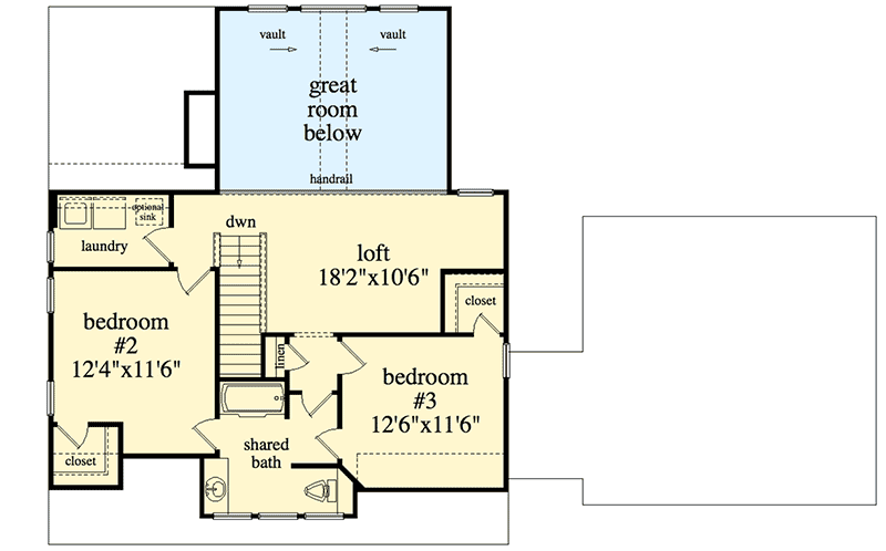Plan 29834RL: Mountain Cottage House Plan with Two Laundry Rooms - 1963 Sq Ft - Floor Plan - 2nd Floor - Cottage, Country, Mountain, Rustic