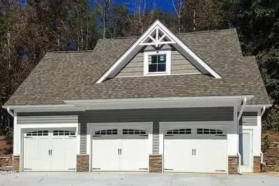 Rustic 3-Bay Garage Apartment House Plan - 679 Sq Ft
