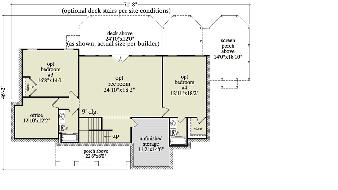 Plan 29843RL: Mountain Escape with Views - Floor Plan - Lower Level - Country, Craftsman, Mountain, Rustic, Vacation