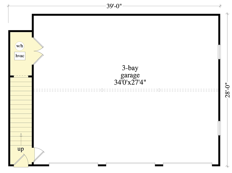 Plan 29848RL: Two-Story Carriage Home with 3 Garage Bays - 740 Sq Ft - Floor Plan - Main Level - Carriage