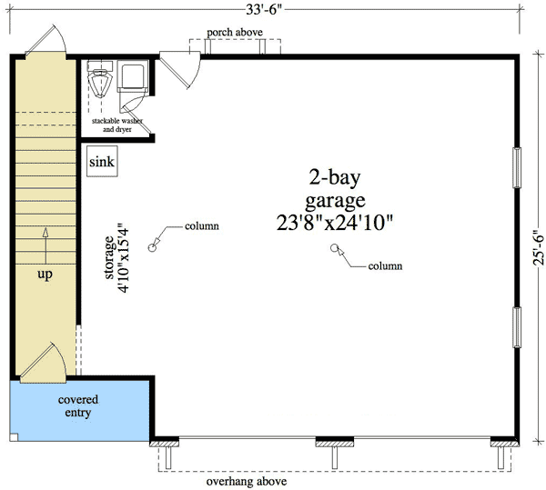Plan 29856RL: 2 Bay Garage Apartment Plan - Floor Plan - Main Level - Carriage, Craftsman