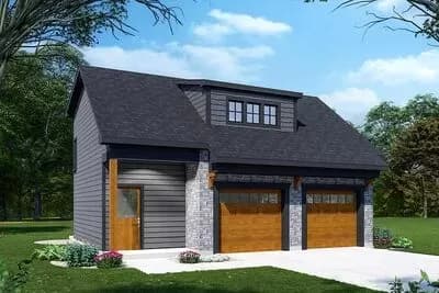 2 Bay Garage Apartment Plan