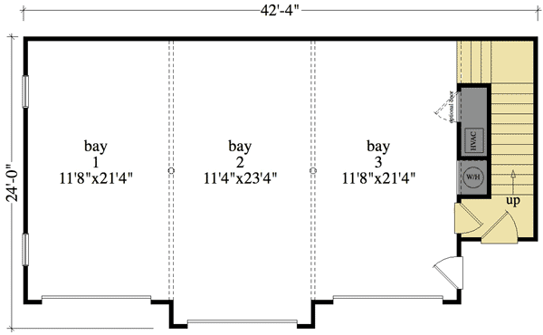 Plan 29859RL: Colonial Style Garage Apartment - Floor Plan - Main Level - Carriage