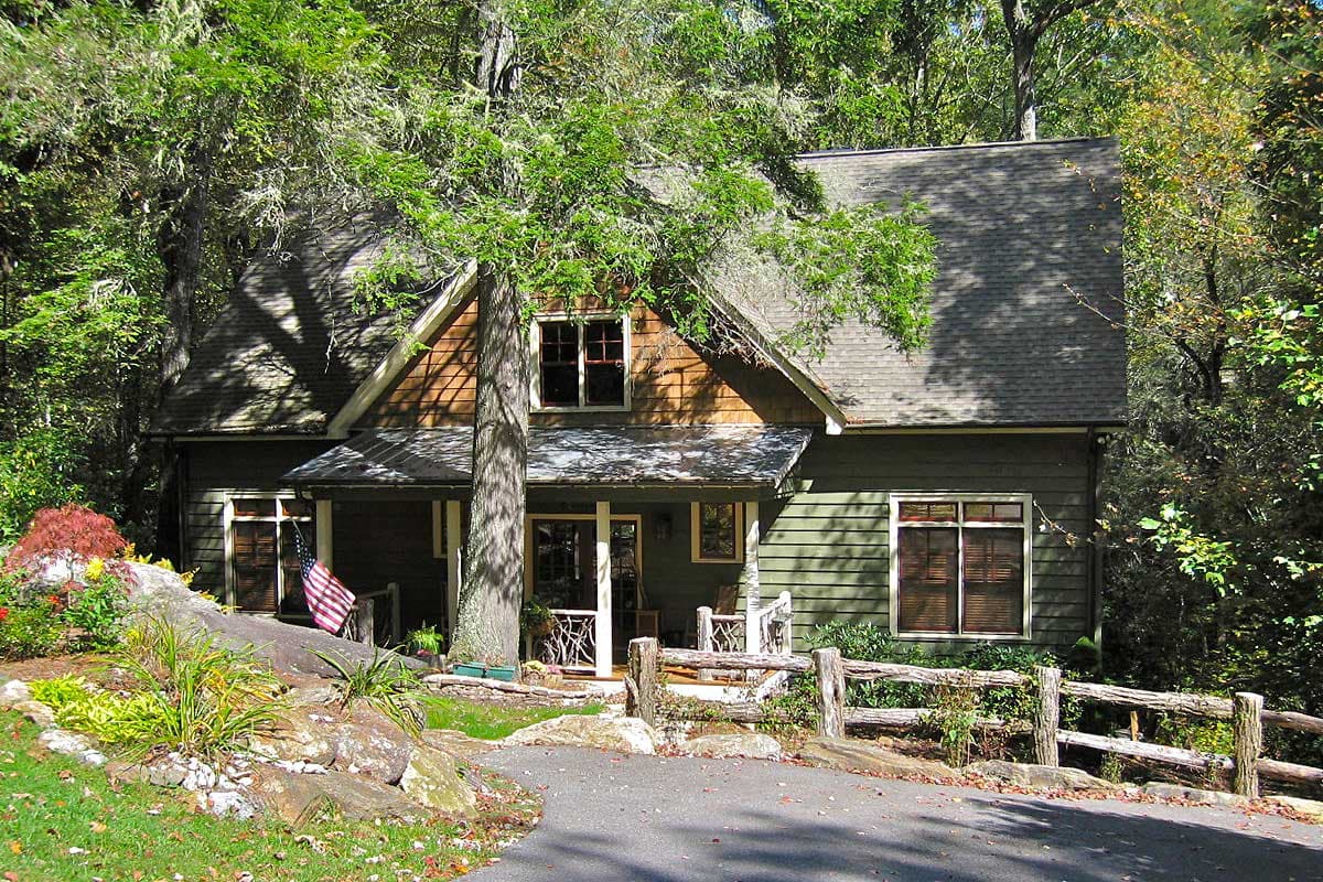 House plan exterior featuring a Craftsman style with a single story, a gable roof, a covered porch, and horizontal siding.