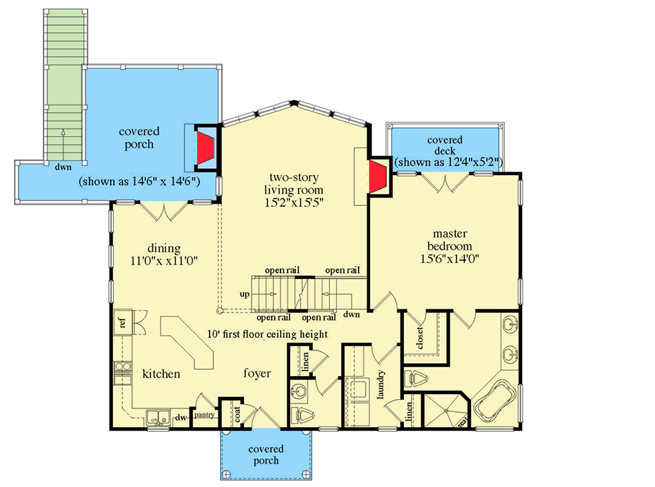 Plan 29862LDG: Rustic Cottage Home Plan - 1918 Sq Ft - Floor Plan - Main Level - Cabin, Cottage, Country, Mountain, Rustic