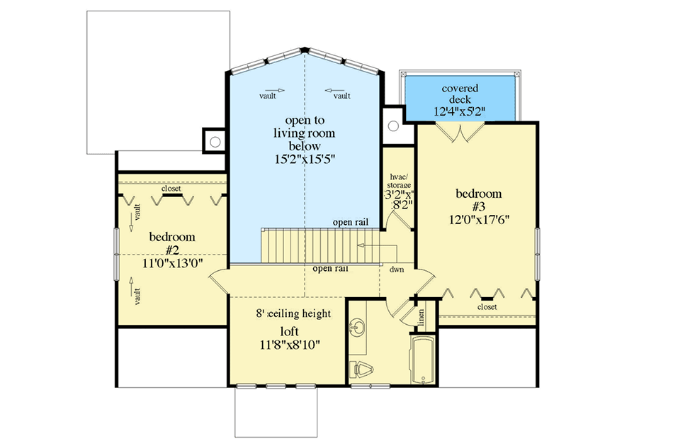 Plan 29862LDG: Rustic Cottage Home Plan - 1918 Sq Ft - Floor Plan - Second Level - Cabin, Cottage, Country, Mountain, Rustic