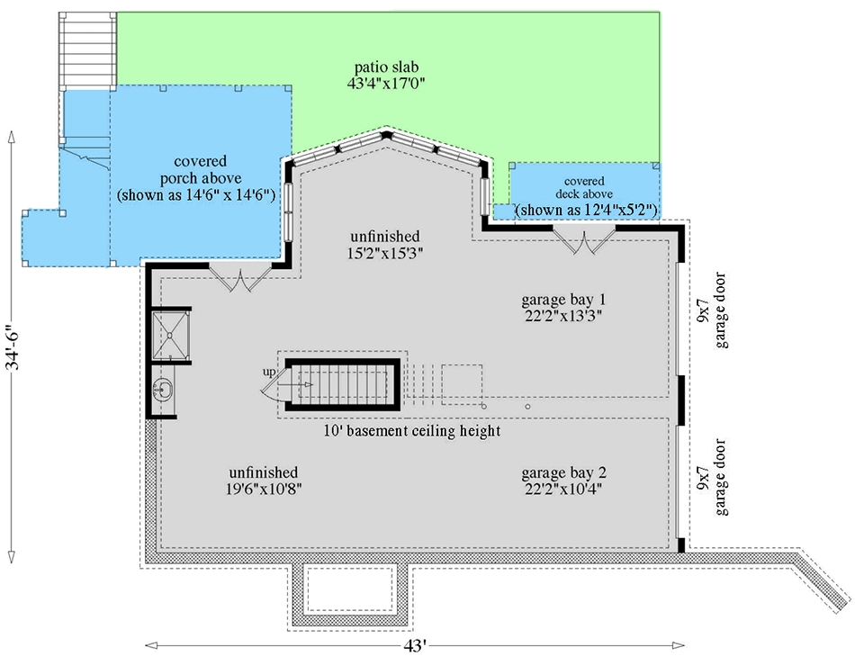 Plan 29862LDG: Rustic Cottage Home Plan - 1918 Sq Ft - Floor Plan - Lower Level - Cabin, Cottage, Country, Mountain, Rustic
