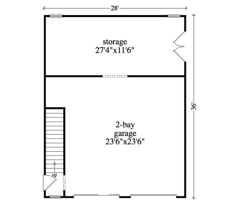 Plan 29867RL: Detached Garage Plan With Office - Floor Plan - Main Level - Carriage