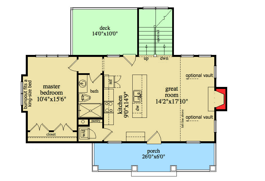 Plan 29868RL: Warm And Cozy Weekender - Floor Plan - Main Level - Cottage, Country, Mountain, Rustic