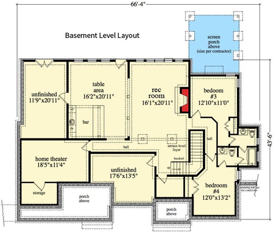 Plan 29877RL: Flexible Mountain Craftsman House Plan - Floor Plan - Lower Level - Craftsman, Rustic, Transitional