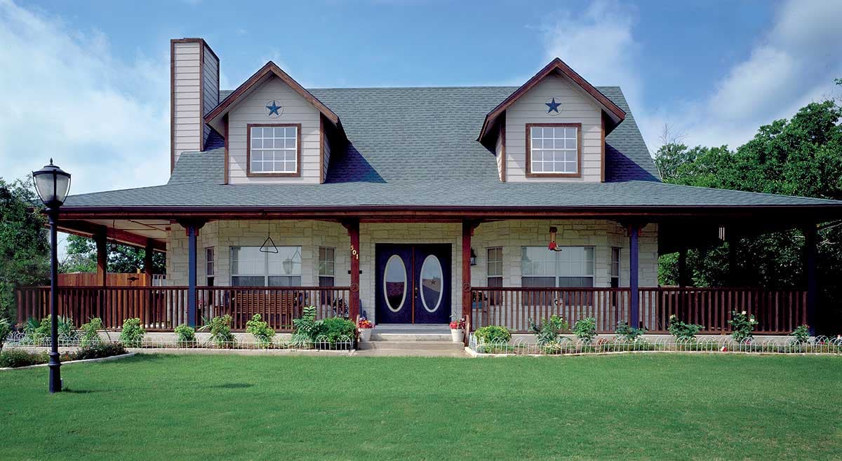 Plan 3000D: Hill Country Farmhouse Under 1900 Square Feet with 8-Foot-Deep Wraparound Porch - Image #7 - Cottage, Country, Farmhouse, Hill Country, Southern