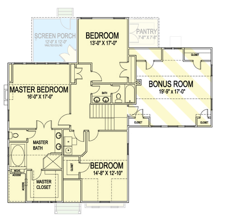 Plan 30017RT: 3-Bed Country Craftsman with Flex Room - 2996 Sq Ft - Floor Plan - 2nd Floor - Country, Craftsman