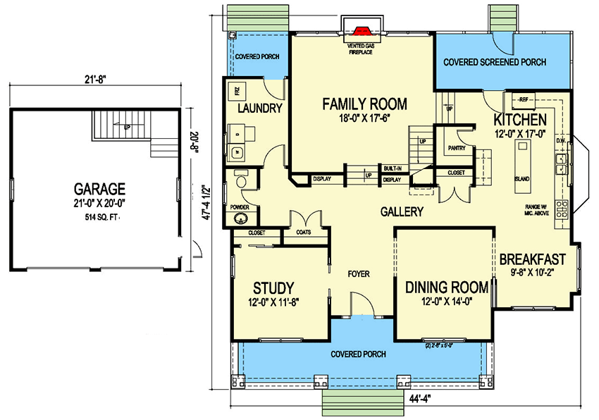Plan 30045RT: Two-Story Traditional House Plan with Closed Concept Floor Plan - 2730 Sq Ft - Floor Plan - Main Level - Country, Traditional