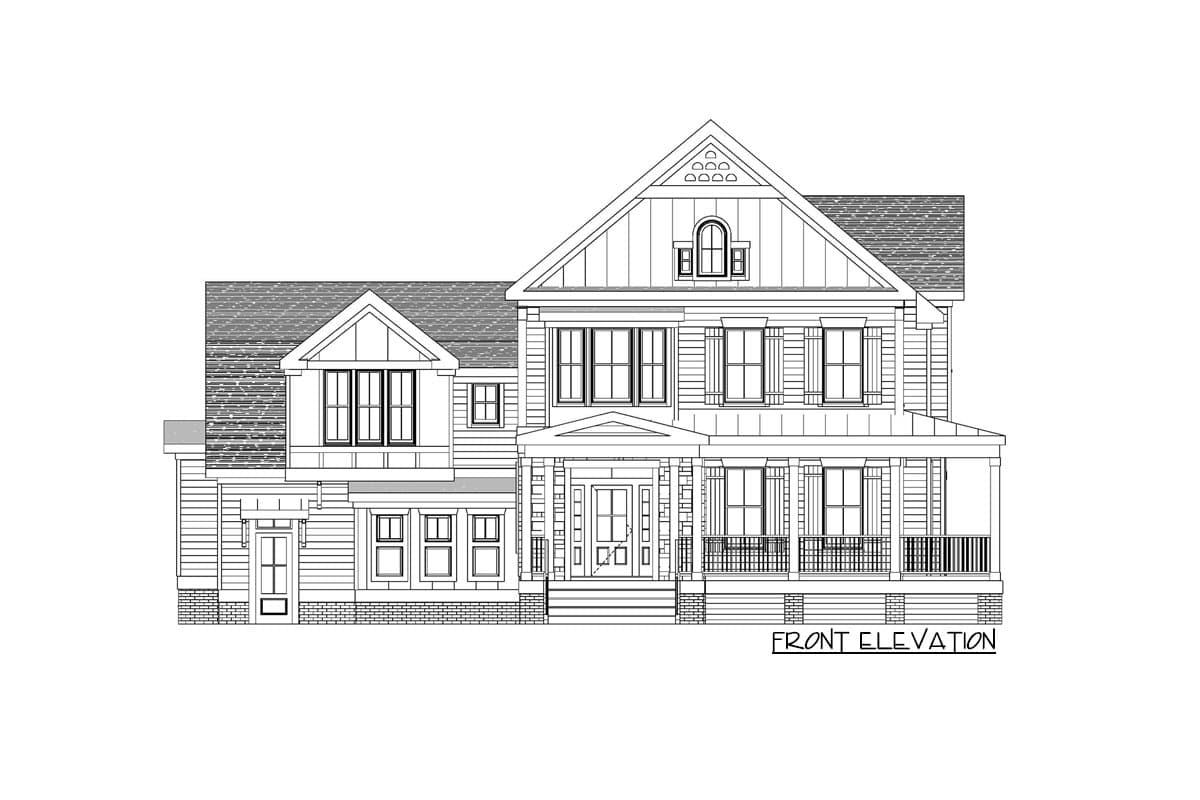 Plan 30082RT: 4-Bed New American Farmhouse with Flex Room - 3816 Sq Ft - Image #4 - Farmhouse, New American
