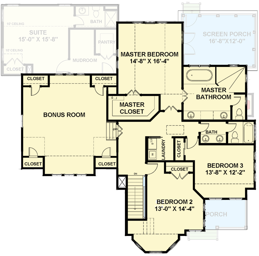 Plan 30084RT: 4-Bed Victorian Style House Plan with Bedroom Suite Behind 2-Car Garage - 2935 Sq Ft - Floor Plan - 2nd Floor - Country, Traditional, Victorian