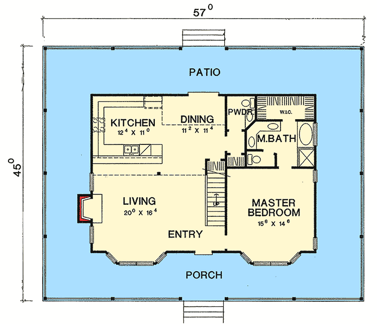 Plan 3027D: Wonderful Wrap-Around Porch - Floor Plan - Main Level - Cottage, Country, Farmhouse, Hill Country