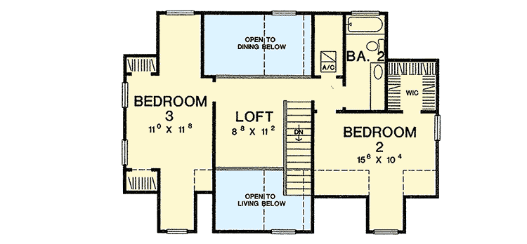 Plan 3027D: Wonderful Wrap-Around Porch - Floor Plan - 2nd Floor - Cottage, Country, Farmhouse, Hill Country