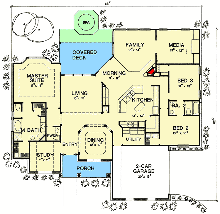 Plan 3036D: A Variety of Spaces - Floor Plan - Main Level - European, Traditional