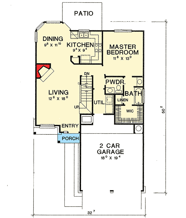 Plan 3065D: Compact Home on a Narrow Lot - Floor Plan - Main Level - Cottage, Country, Traditional