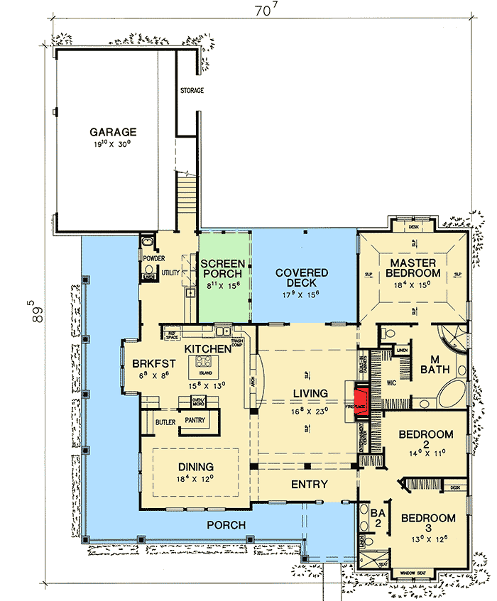 Plan 31007D: Splendid Hill Country Design - Floor Plan - Main Level - Country, Farmhouse, Hill Country, Traditional