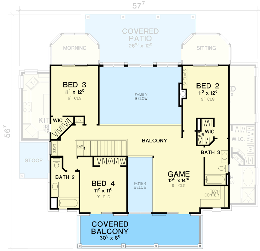 Plan 31045D: Southern-Style House Plan with Closed Floor Plan and 2-Story Great Room - 3204 Sq Ft - Floor Plan - 2nd Floor - Country, New American, Southern, Southern Traditional