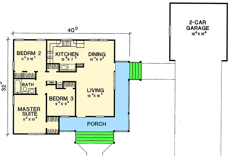 Plan 31047D: Compact Country-Style House Plan - Floor Plan - Main Level - Cabin, Cottage, Country