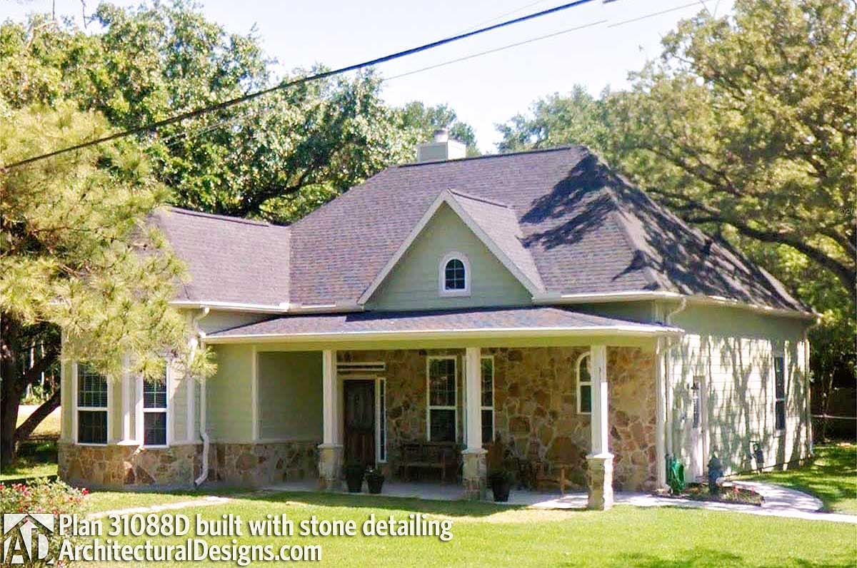 Plan 31088D: 3 Bedroom Cottage House Plan with Matching 2-Car Detached Garage - 1544 Sq Ft - Image #4 - Cottage, Country, Farmhouse, Victorian