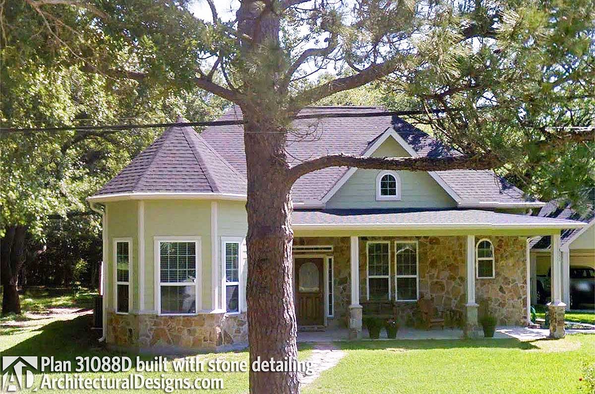 Plan 31088D: 3 Bedroom Cottage House Plan with Matching 2-Car Detached Garage - 1544 Sq Ft - Image #5 - Cottage, Country, Farmhouse, Victorian