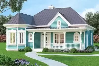 3 Bedroom Cottage House Plan with Matching 2-Car Detached Garage - 1544 Sq Ft